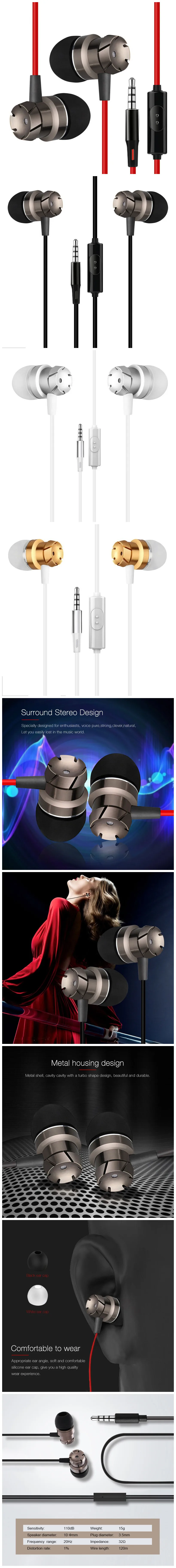 3.5mm Jack In-Ear Headset Super Bass Stereo Earphone with Microphone for xiaomi for huawei for iPhone Smartphone