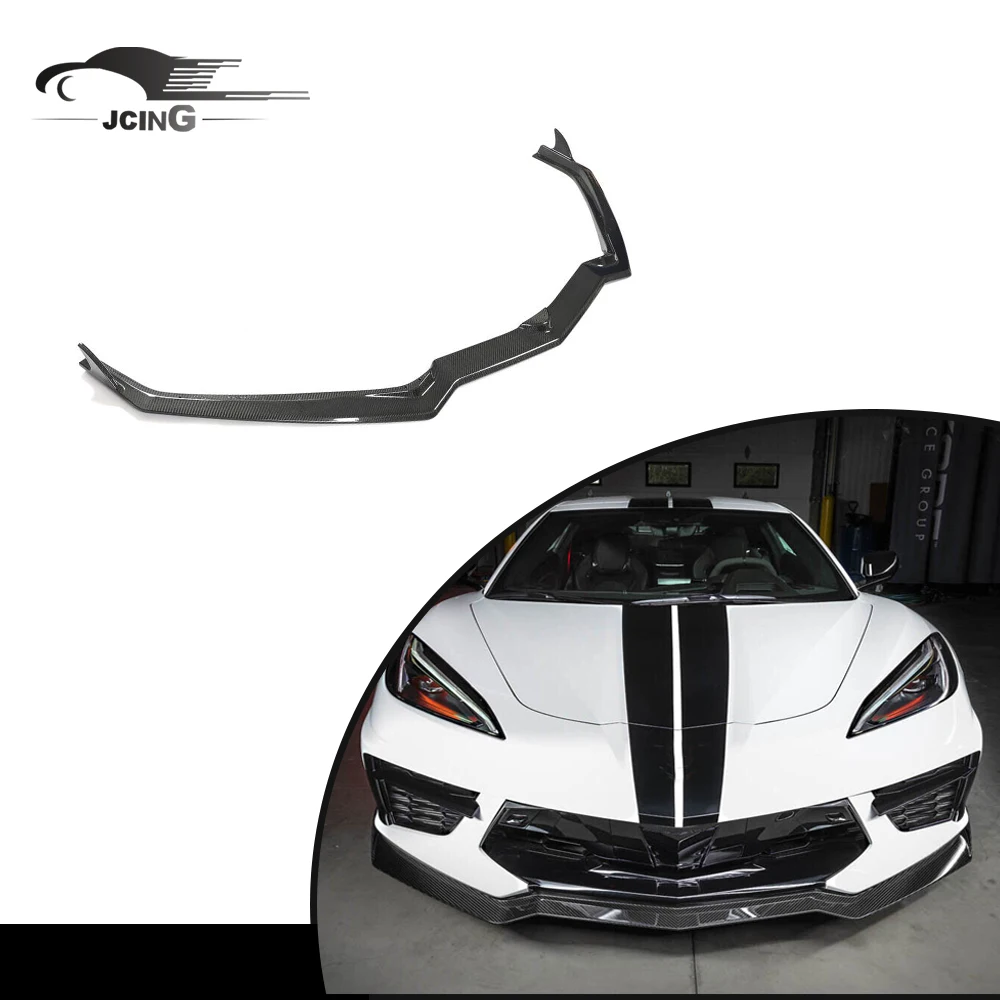 

For Chevrolet Corvette Stingray C8 Real Carbon Front Bumper Splitter Lip Spoiler 2020 2021