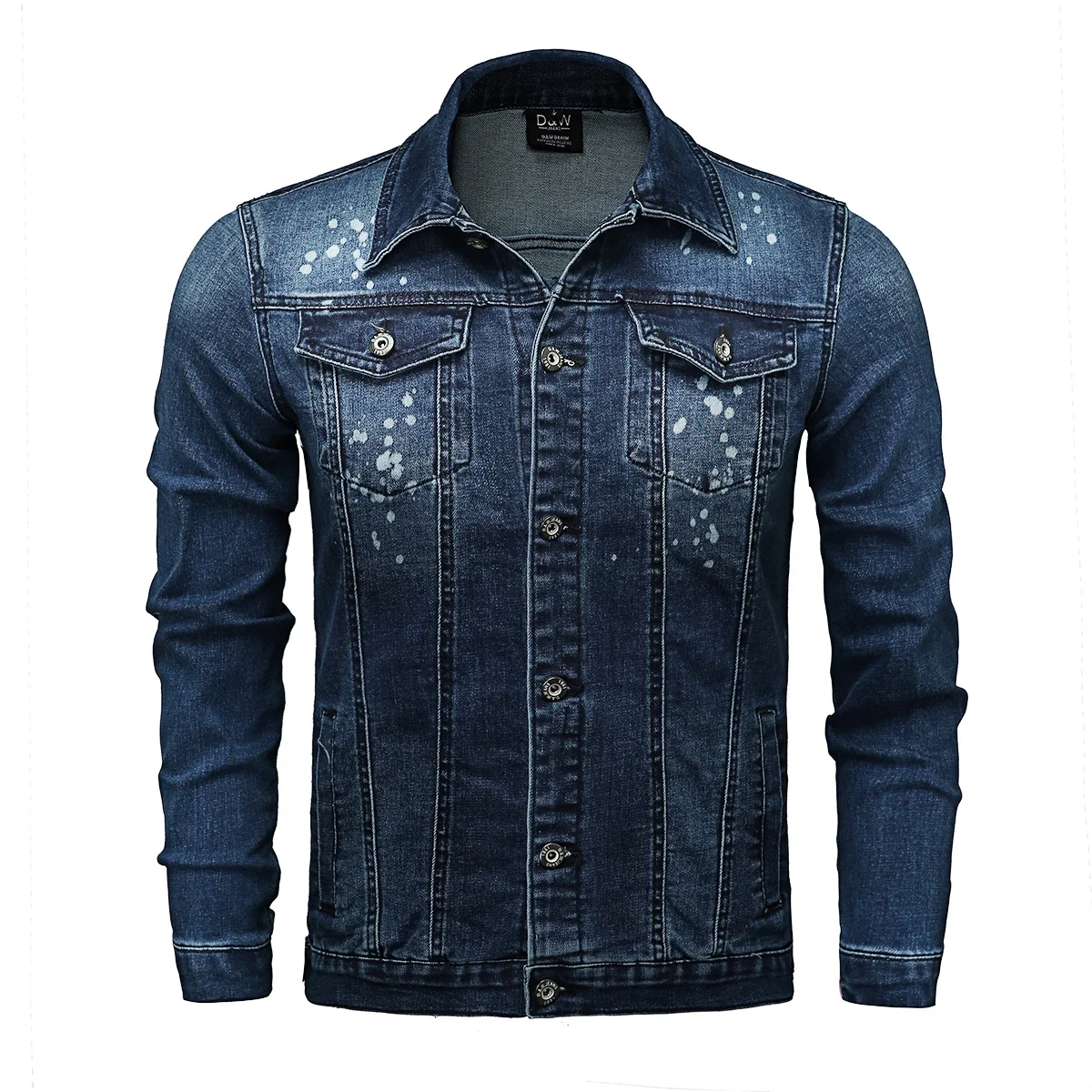 

Popular Western Style Men's long sleeve Denim Jacket OEM cotton/polyester casual short washed jeans coat for men