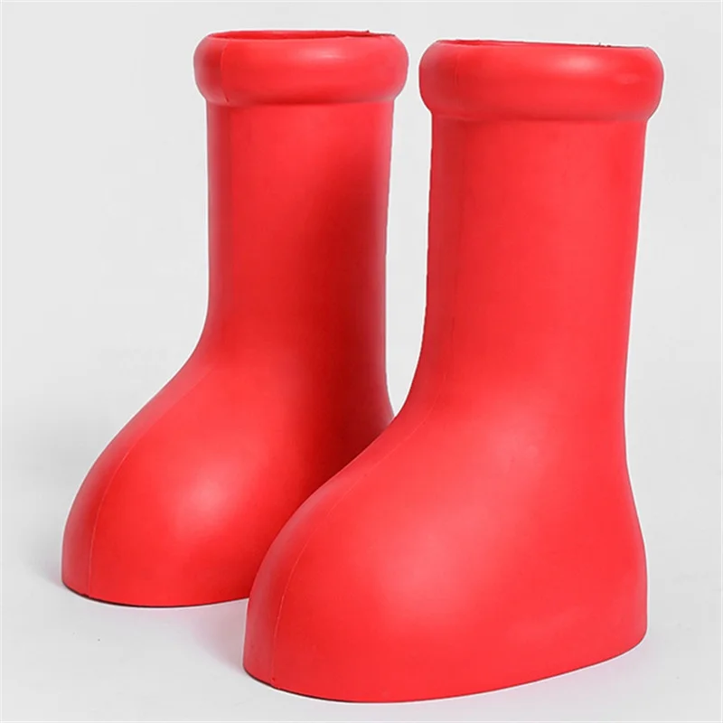 

Dropshipping Custom Logo Thick Bottom Rain Boots Women Shoes Unisex Rubber Sole Slip-On Men Walk Show Cute Red Boots