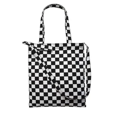

New checkerboard checkered schoolbag shopping tote bag