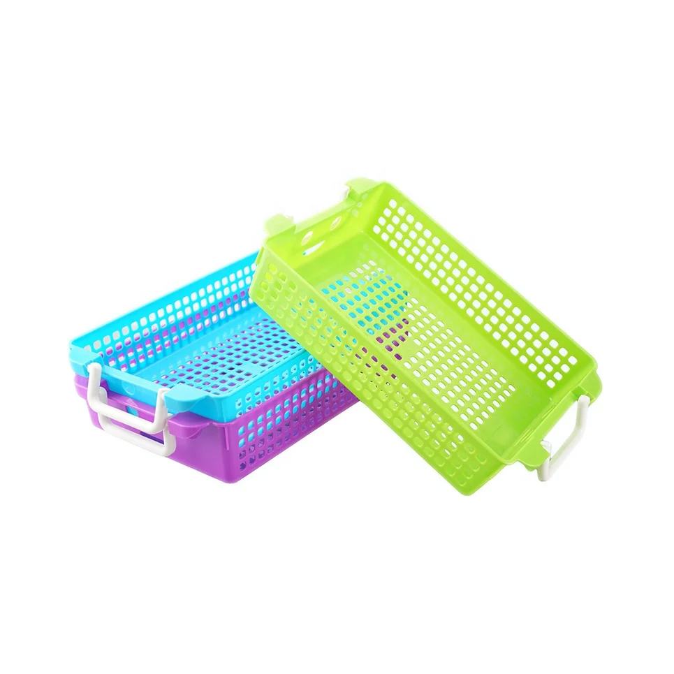 Multipurpose Practical A4 Storage Basket Plastic Small With Handle Practical A4 Storage Basket Plastic