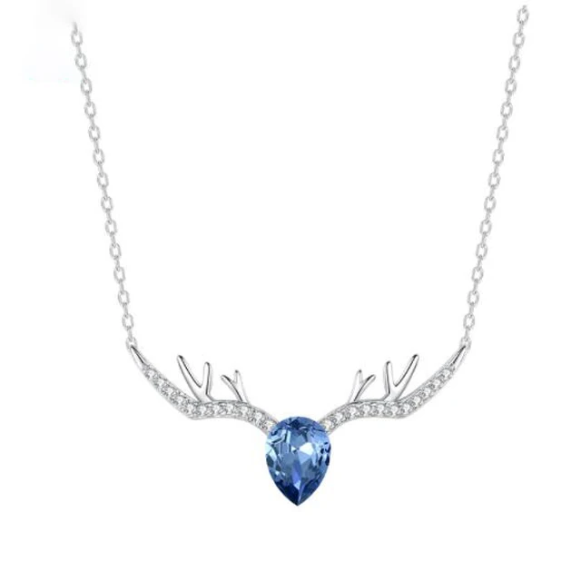 

shipping free simple sterling necklace korean necklace simple deer necklace crystal pendant