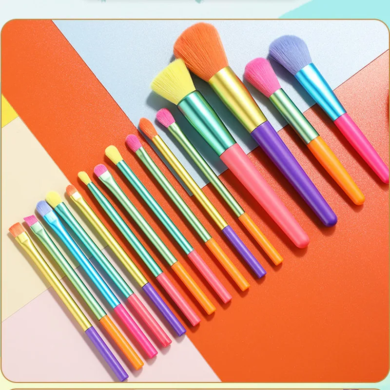 

1-7-25 professional 15pcs 15 pcs piece private label makeup brush set, Colorful