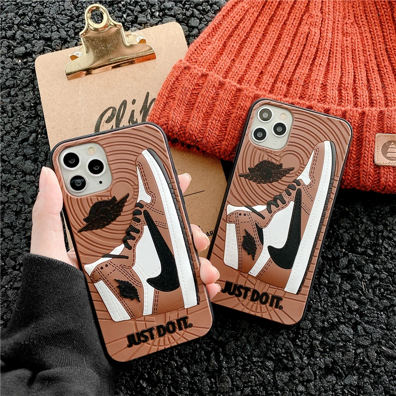 

Street Brand Sneaker Silicone 3D Phone Case for iPhone 12 mini 11 Pro Max SE 2020 XR X XS Max 7 8 Plus Cover Soft Side Logo