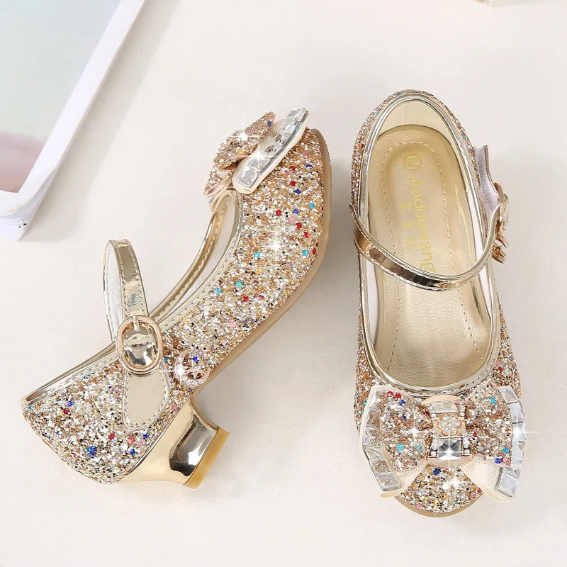 

Casual Girls Elsa Beautiful Princess Shoes Crystal Princess Sequined Glitter Shoes For Girls Party, White red pink purple black blue gold silver