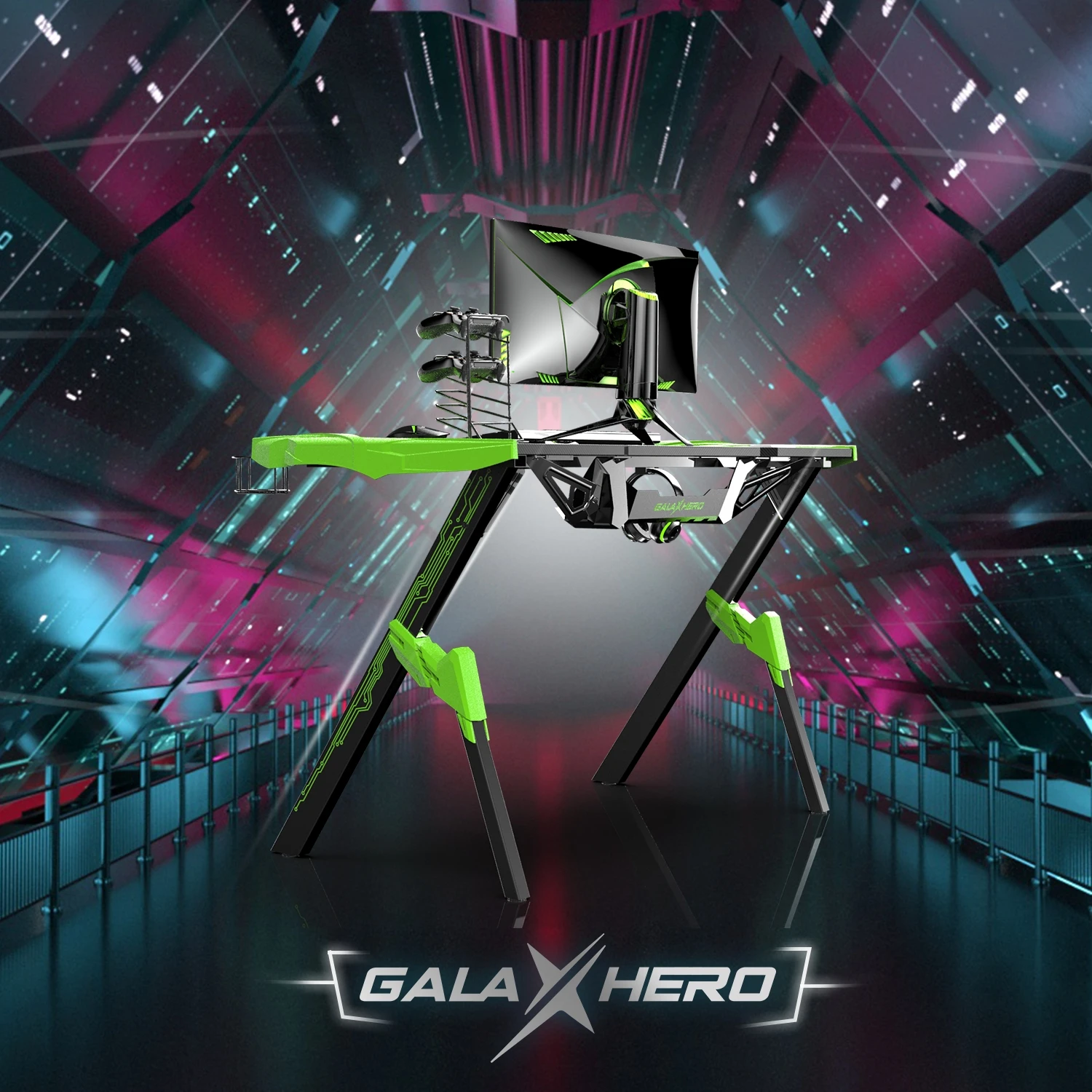 
NEW ITEM 1.2m Latest design RGB LED light gaming table PC computer gaming desk with carbon fiber MDF desktop 