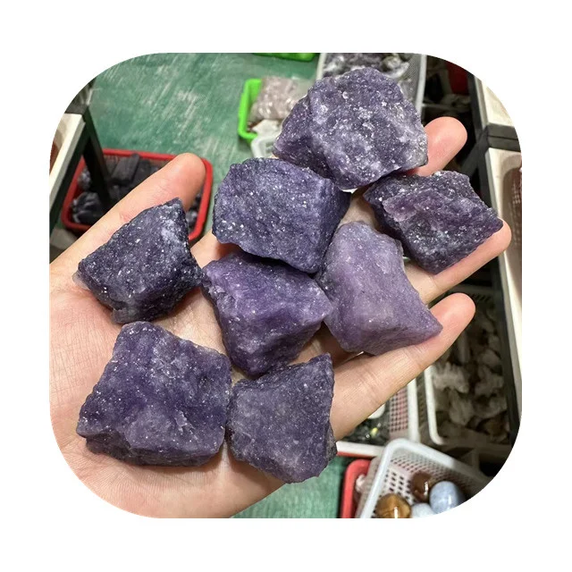 

New arrivals natural stones healing crystals minerals raw rock purple lepidolite rough stones for Decor