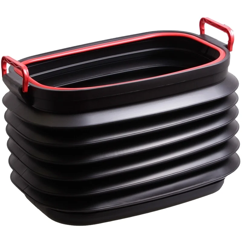 

37L Thickened Collapsible Fish Camping Telescopic Car Wash Brush Trunk Storage Foldable Bucket, Black