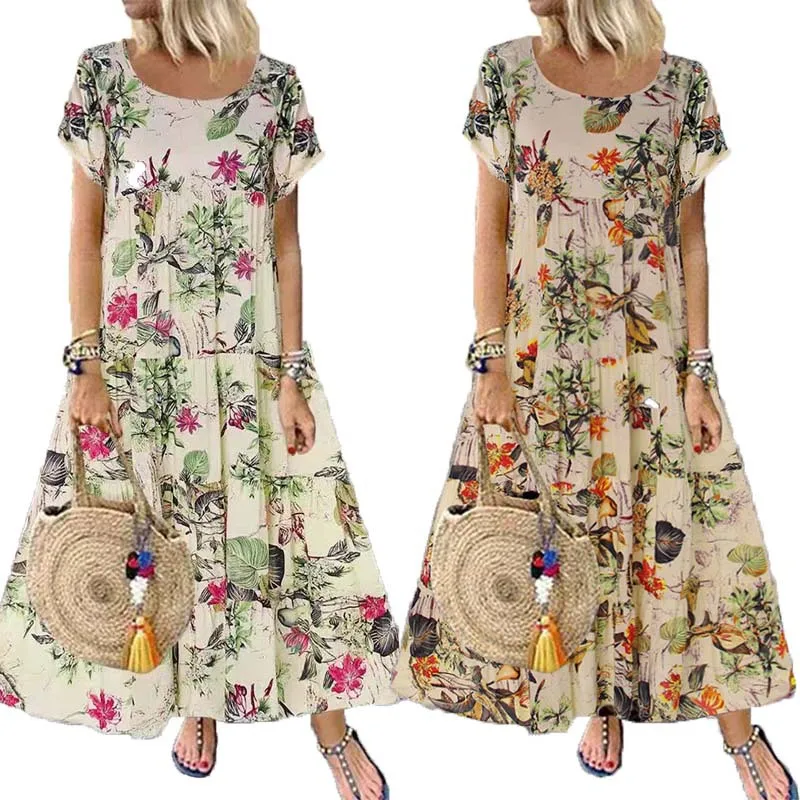 Women's Clothing Flower Print Long Dress New Style Autumn Elegant Ladies Long Party Dress