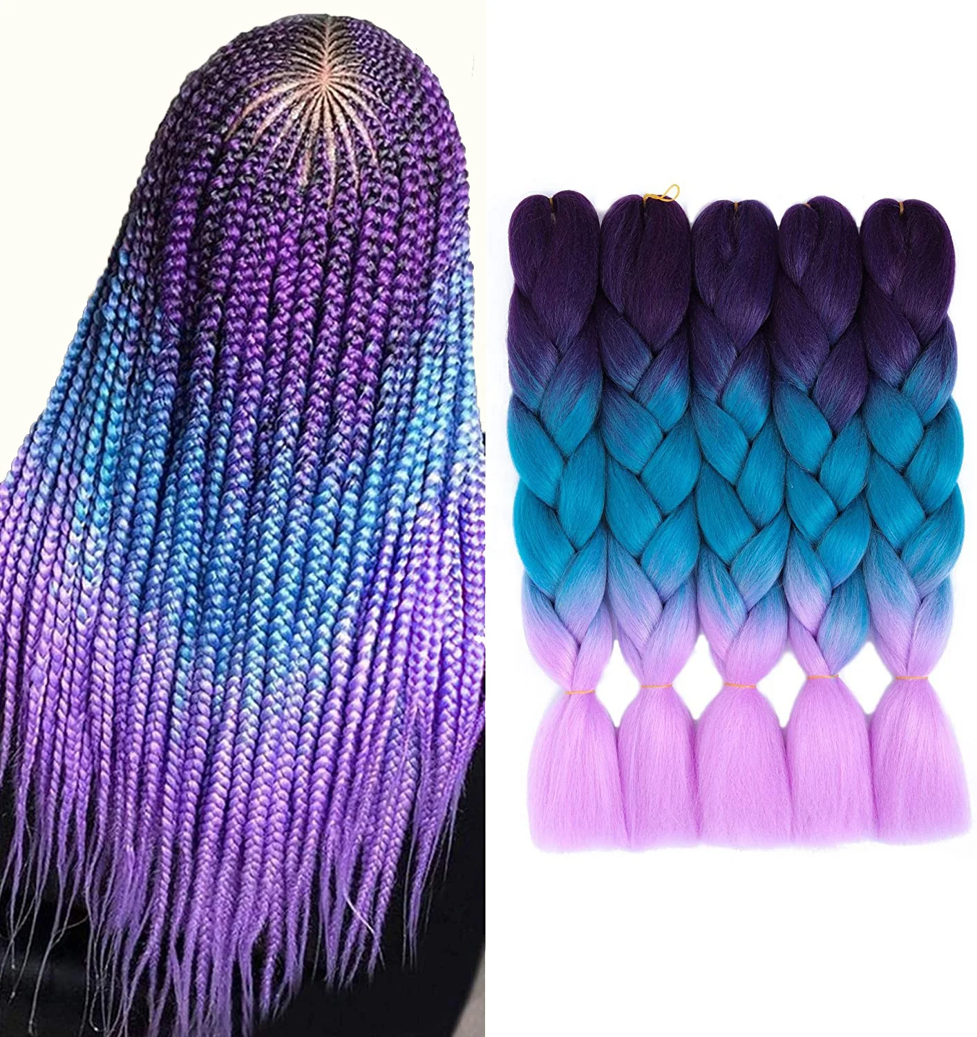 

Synthetic Yaki Colorful Braiding Hair Pre Stretched Super Jumbo Braid For African Hair Extension, Per color and ombre color more than 85 color aviable