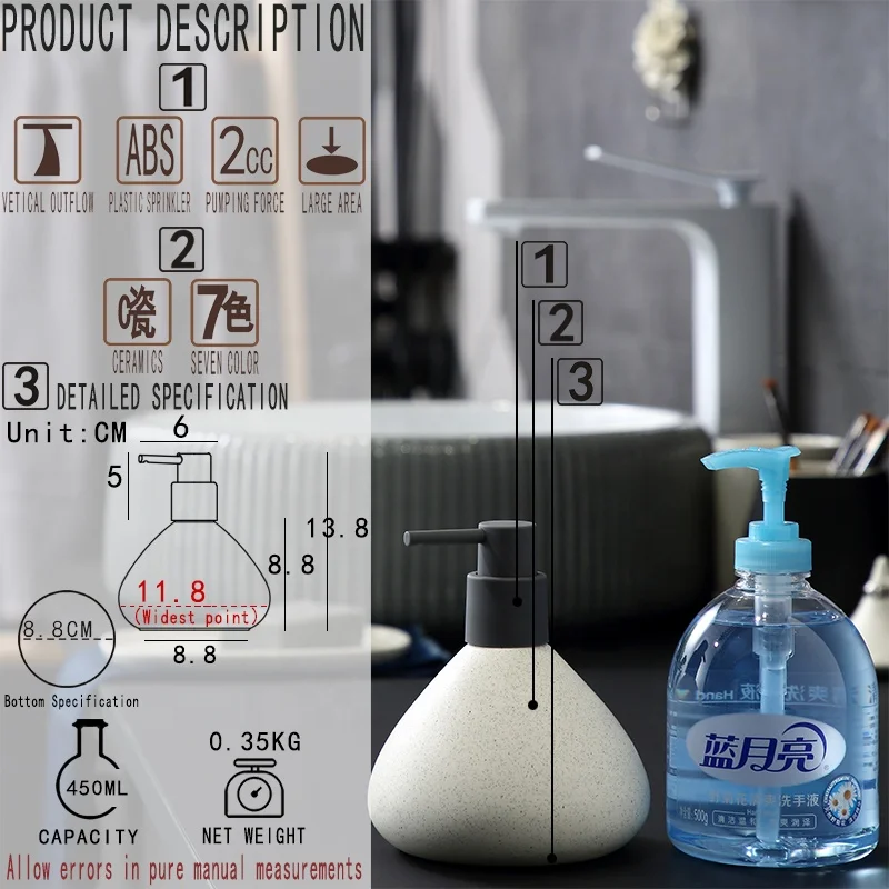 
Simple fashion lotion bottle ceramic emulsion dispenser 