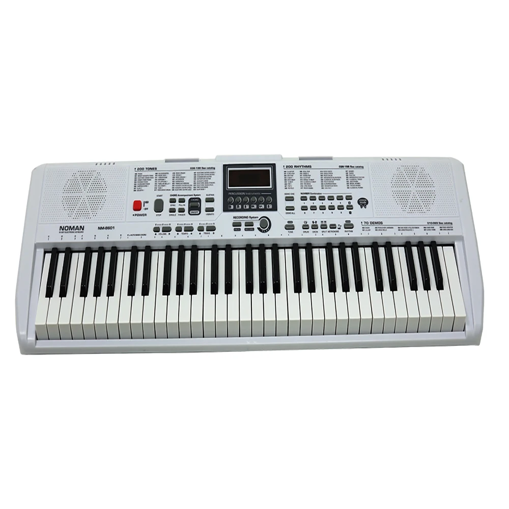 

Hot Sale 8601 Electronic Toys 61 Keys Digital Piano Children Play Piano, White balck