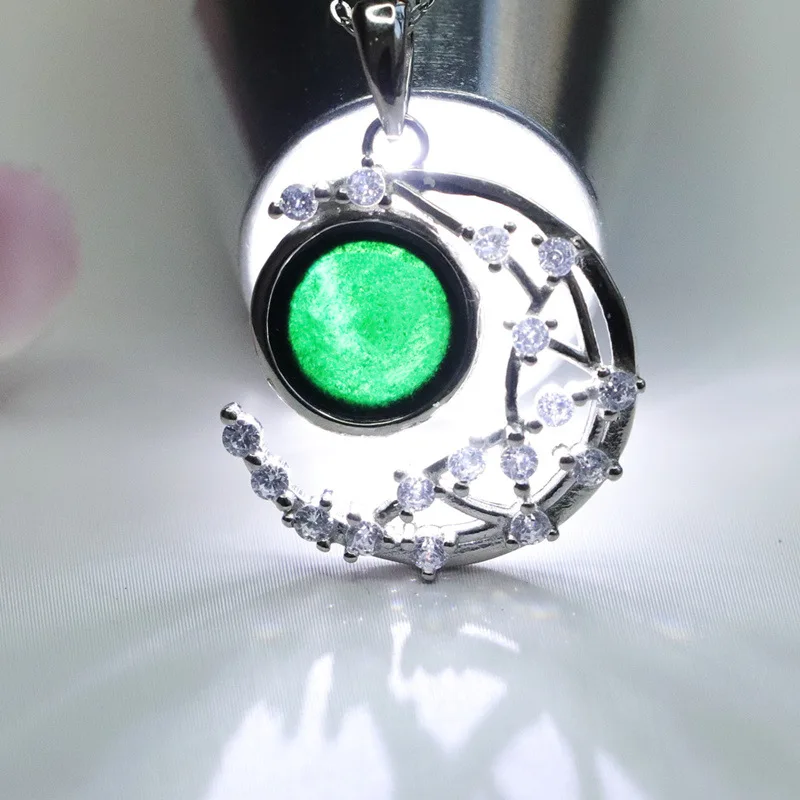 

Free Shipping Live Express S925 Silver Inlay Black Jadeite Heart Of Eternity Pendant Jade Moon Jade Pendant Necklace Gift