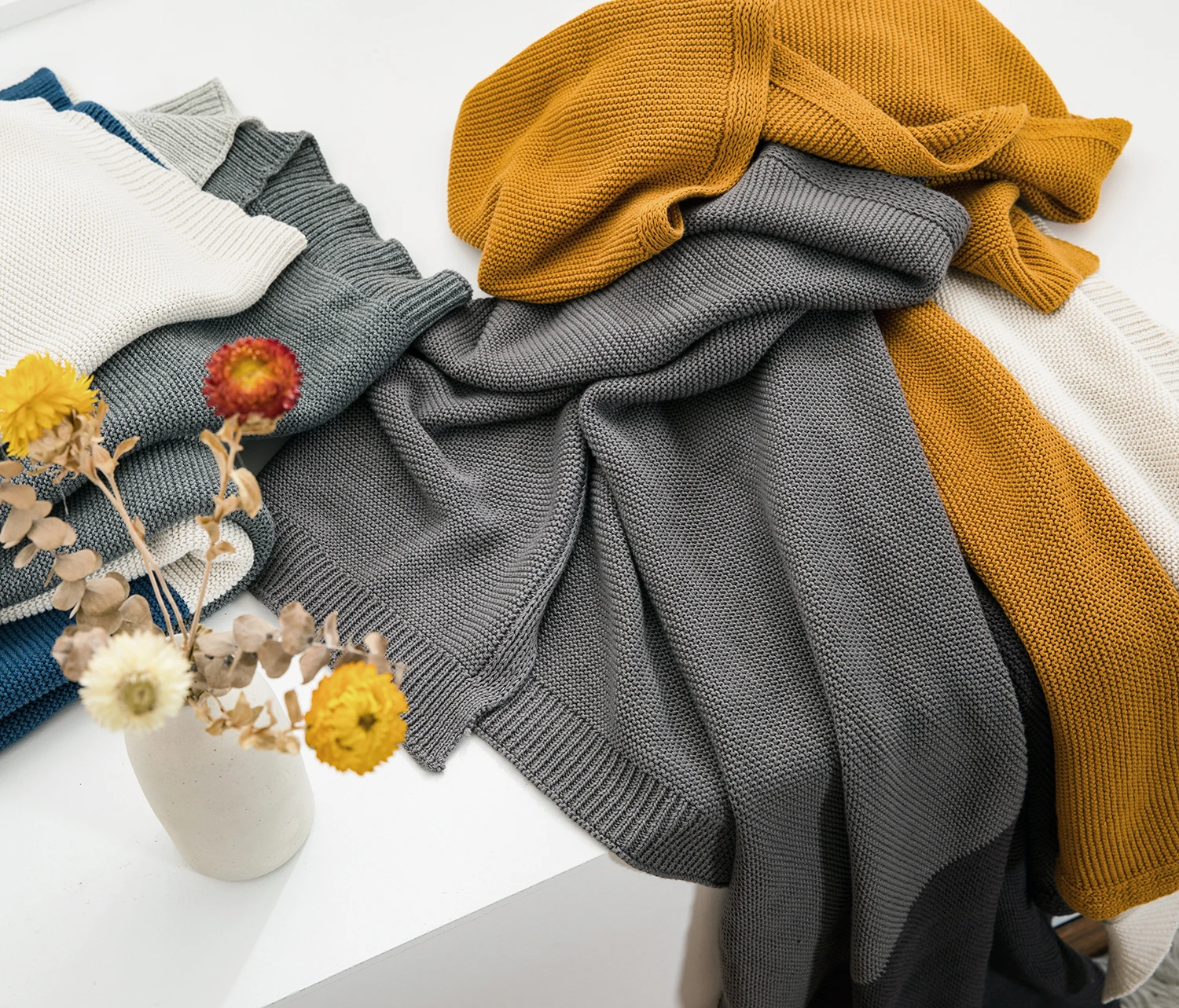 100cotton Color Blocking Custom Knit Blanket Throw Buy Throw Blanket