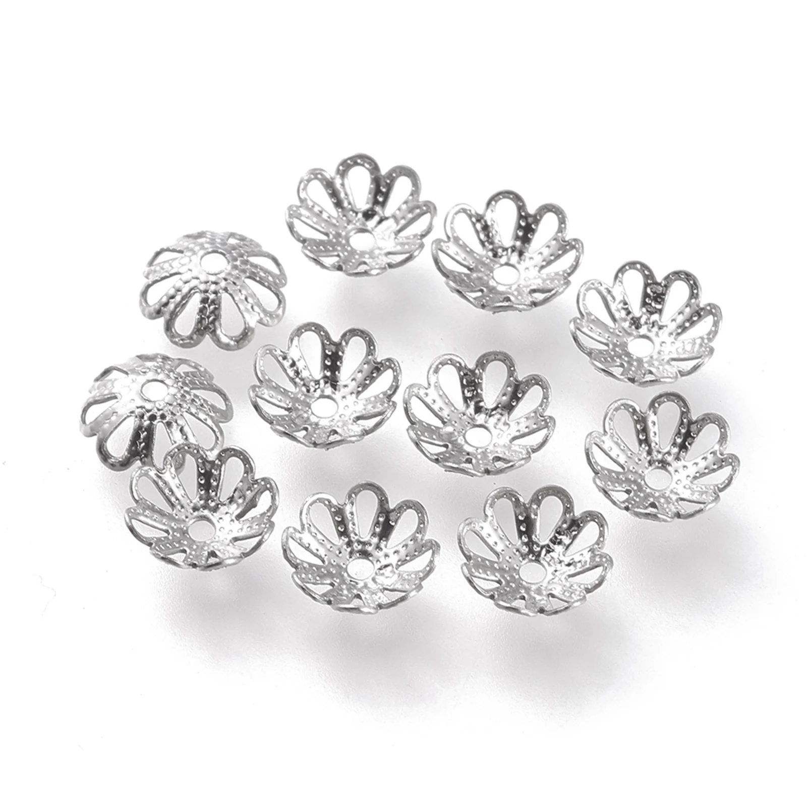 

Pandahall Hallow Flower Multi-Petal 304 Stainless Steel Bead Cone, Stainless steel color
