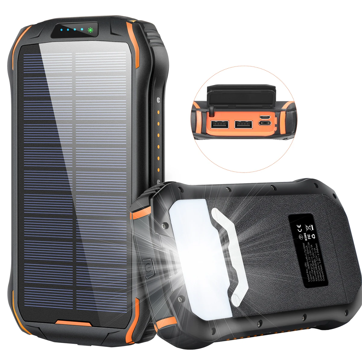 

2020 unique design Solar panel waterproof 26800mAh solar charger power bank