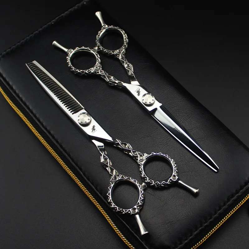 

Freelander high grade 6.0 "XGL double tail carved handle flat teeth hairscissors