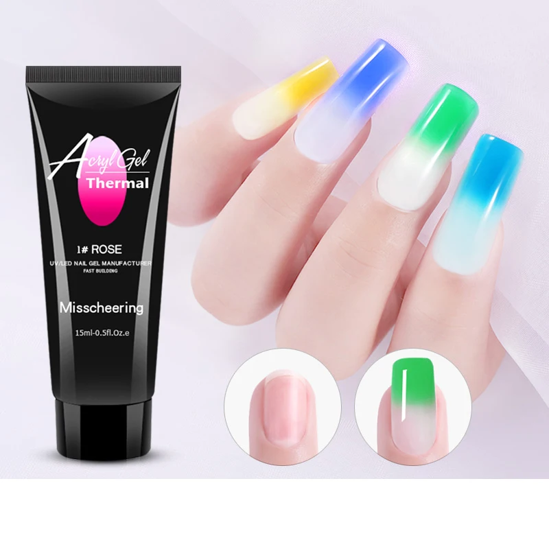 

15ml Nails Extension Building Acrylic Poly Nail Gel Color-Changing UV LED Quick Builder UV Gel, 8 colors optional