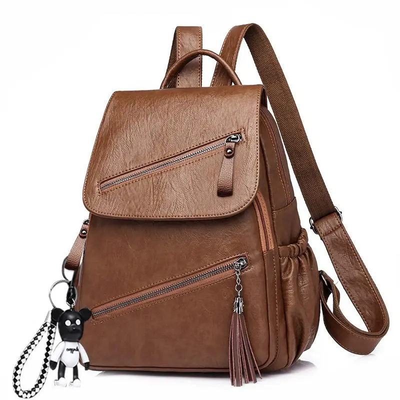 

2021 fashionable women's backpack all-match pu soft leather women's backpack large capacity bag, Customizable