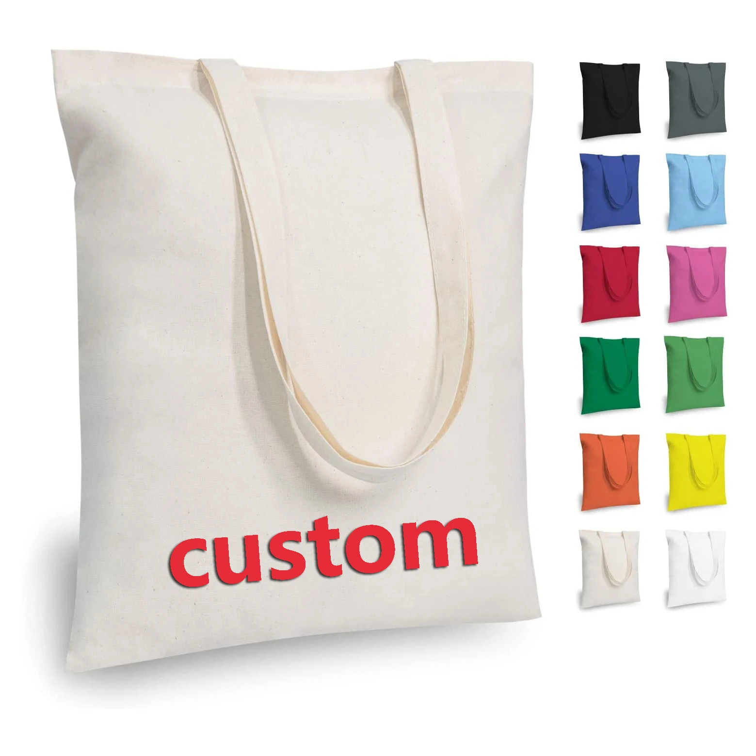

printable logo sublimation tote bags blank customizable Size solid color canvas tote bag cotton plain canvas shoulder bag mini
