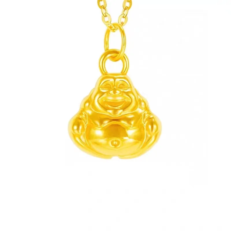 

Certified Gold Wholesale Pure 999 Double-Sided Maitreya Buddha Pendant 3D Hard Necklace Accessories Gift