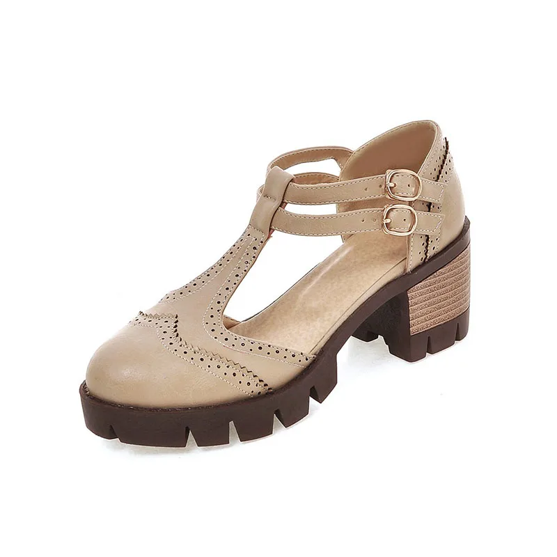 

Summer round-head Solid color Buckles casual lady High heels sandals