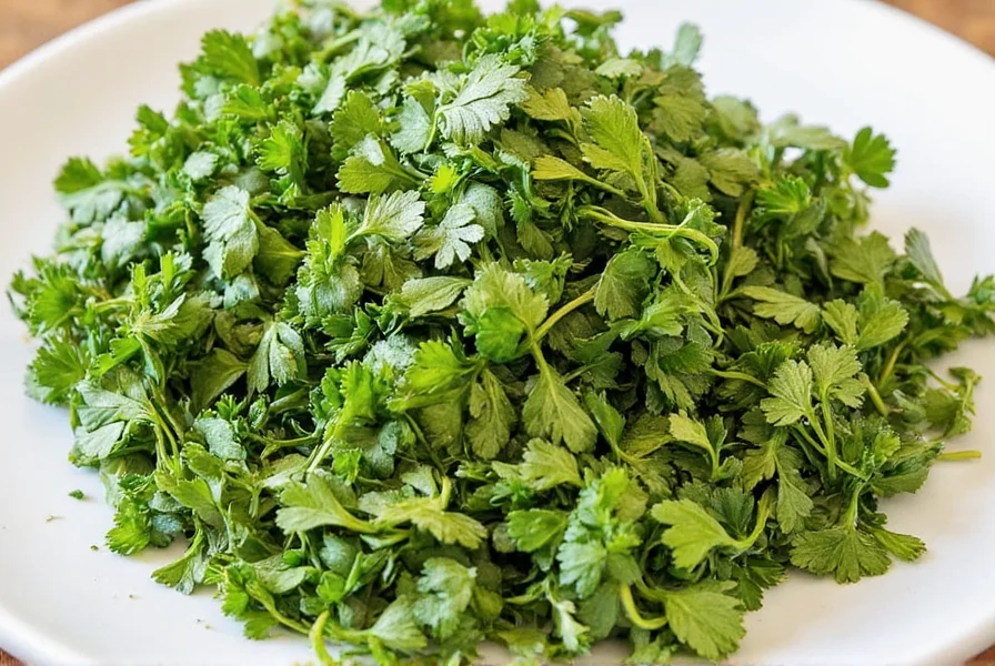 Fresh and dried parsley side by side