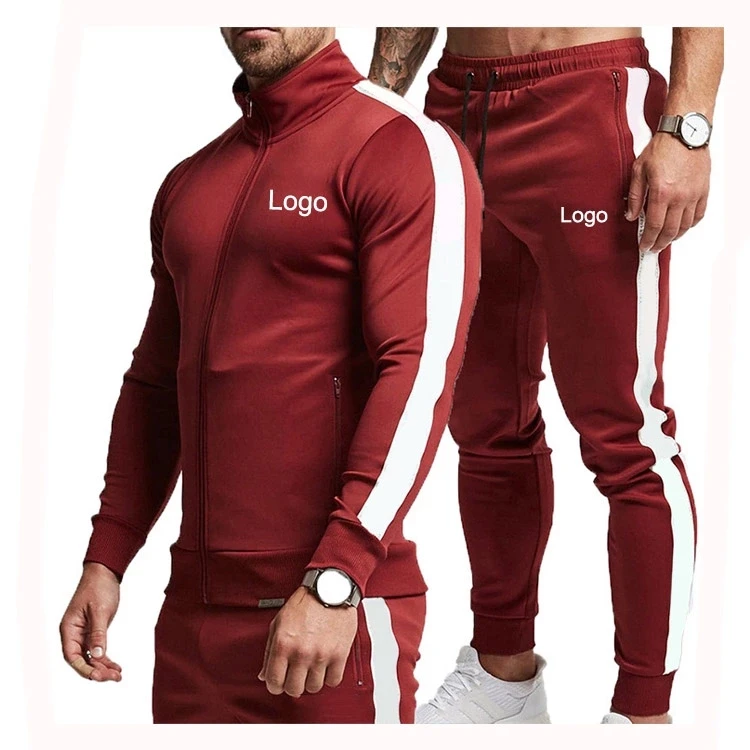 

Wholesale Training Gym 2 piece zip hoodie track suit men sets 2020, 2color