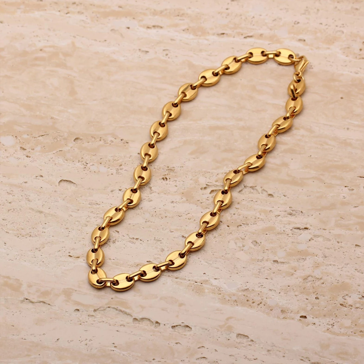 

Trending Chunky Thick Chain Choker Women Stainless Steel Jewelry 8.5mm Coffee Bean Chain Necklace