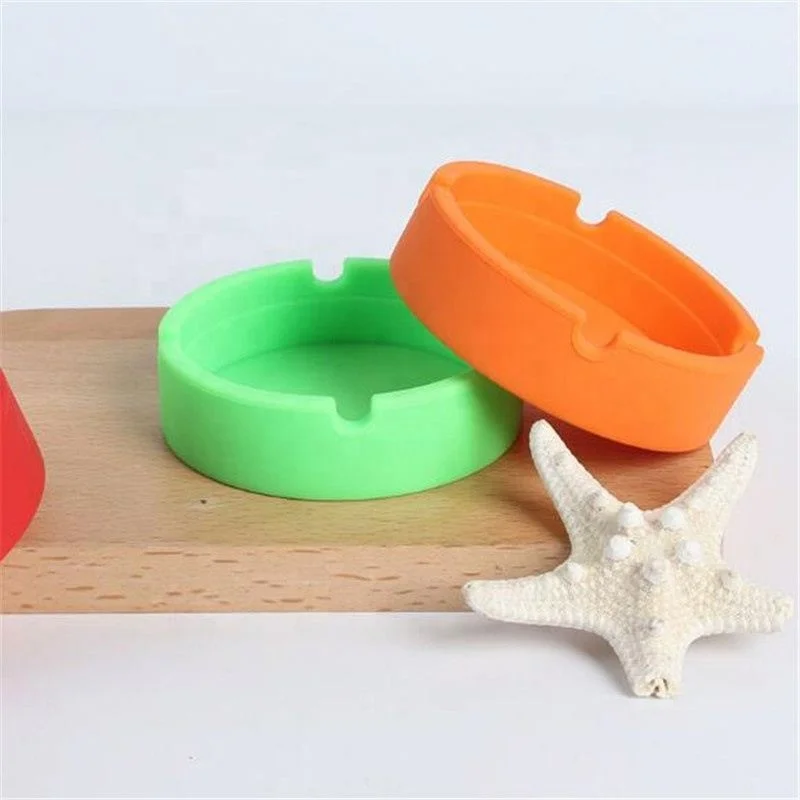 

New Silicone Round Household Washable Durable Car Ashtray, Red/orange/green
