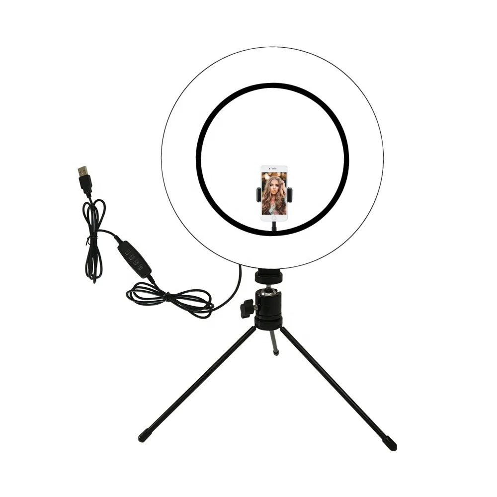 

Table Top Dimmable 10 Inch LED Ring Light For Live Broadcast