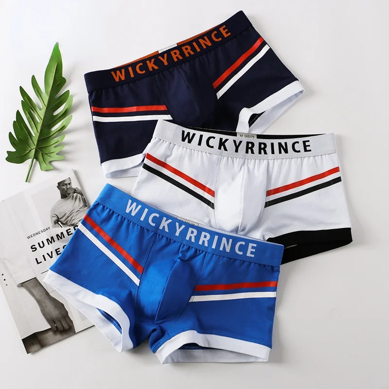 

New trend striped men's underwear cotton personality boxers sport comfortable breathable men's boxers