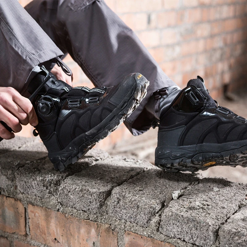 

high quality outdoor automatic buckle lace up men's hiking boots shoes for men