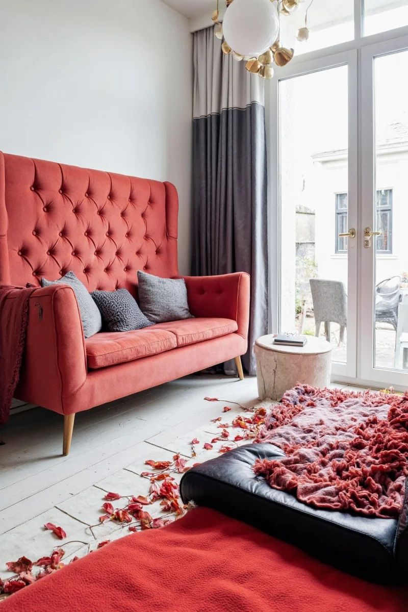 Modern red and black bedroom