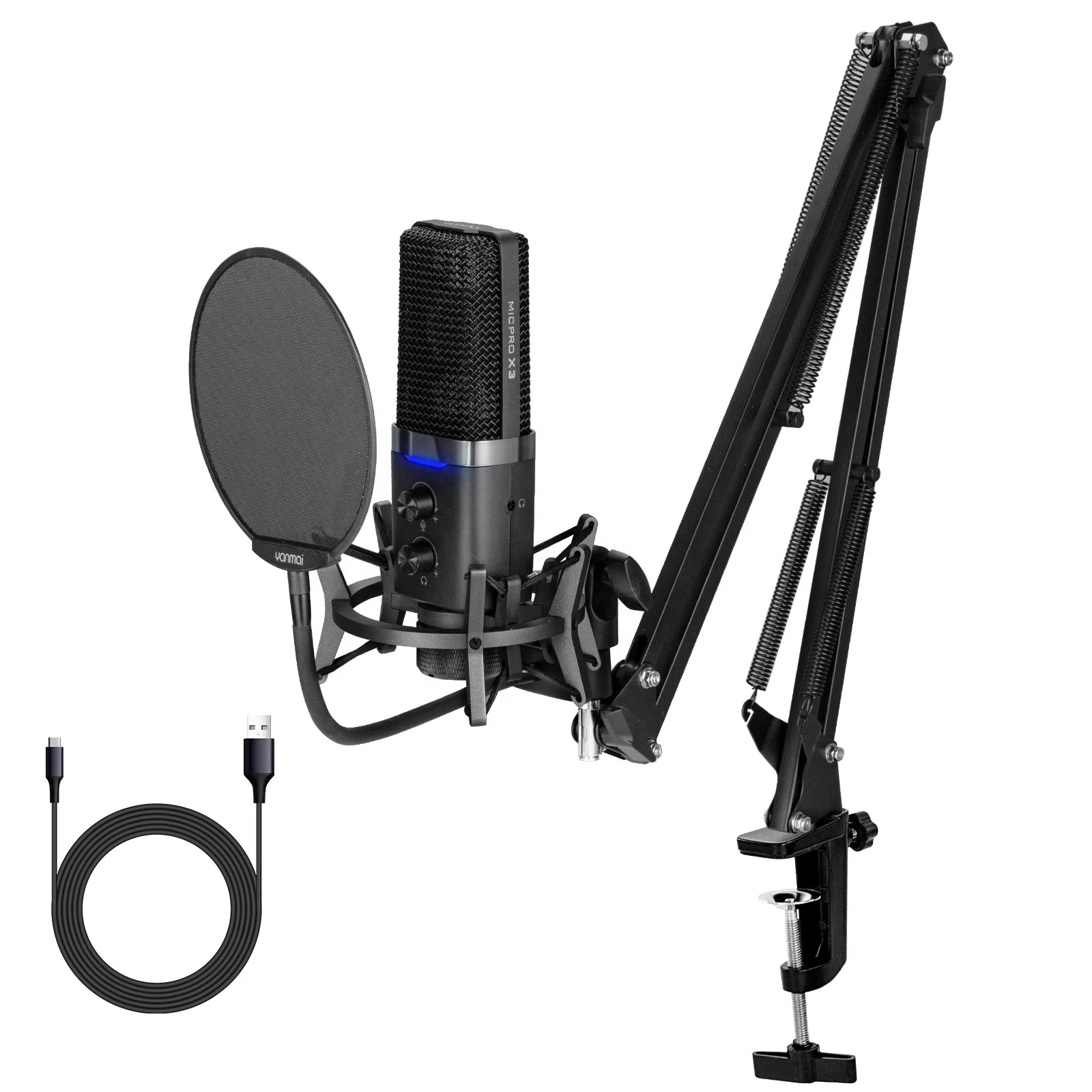 

Hot Microphone Condenser Selling X3 New Condenser Microphone Professional Condenser Usb Microphone, Black