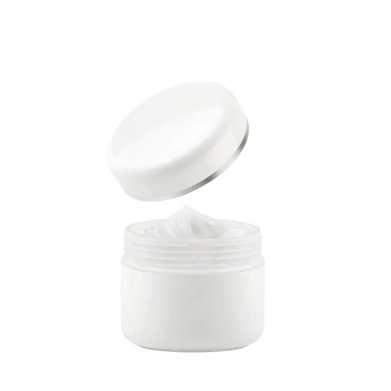

150ml 250ml plastic jar wholesale 8oz white plastic cosmetic cream jars silver edge white cosmetic jars