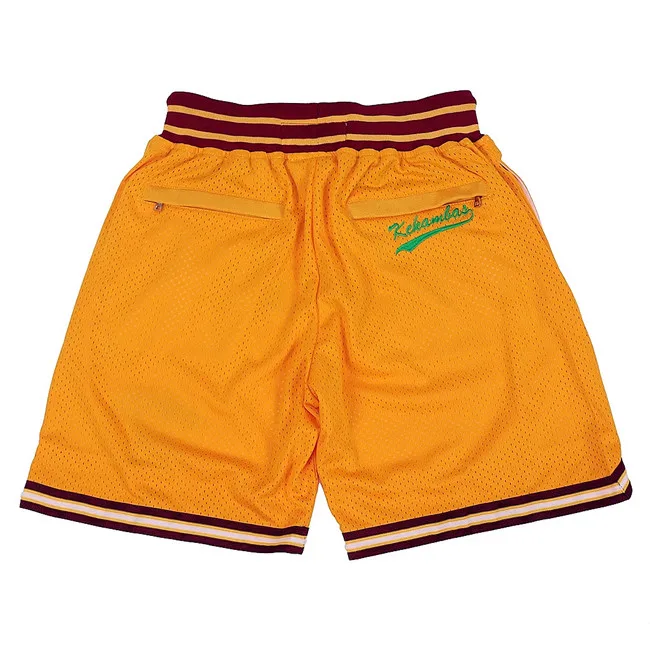

Wholesale men fashion sport running shorts custom mesh basketball shorts yellow color, Customized colors