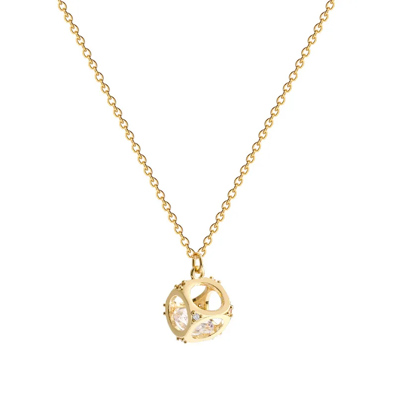

Fashion New Geometric Square Zircon Necklace Stainless Steel Charm Short Collarbone Chain For Women, Silver,gold