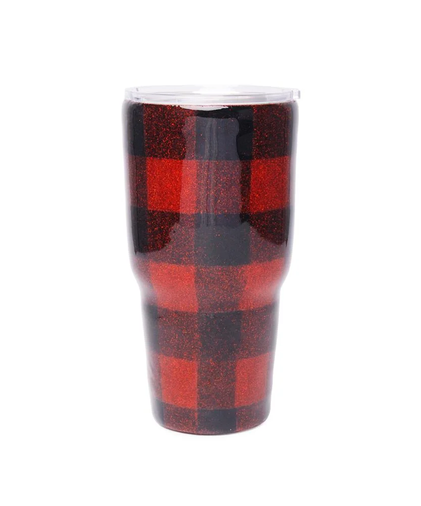 

Domil 30oz Merry Christmas Tumbler Red Buffalo Plaid Stainless Steel Cup Summer Double Wall Vacuum Mug DOM112-1172, White