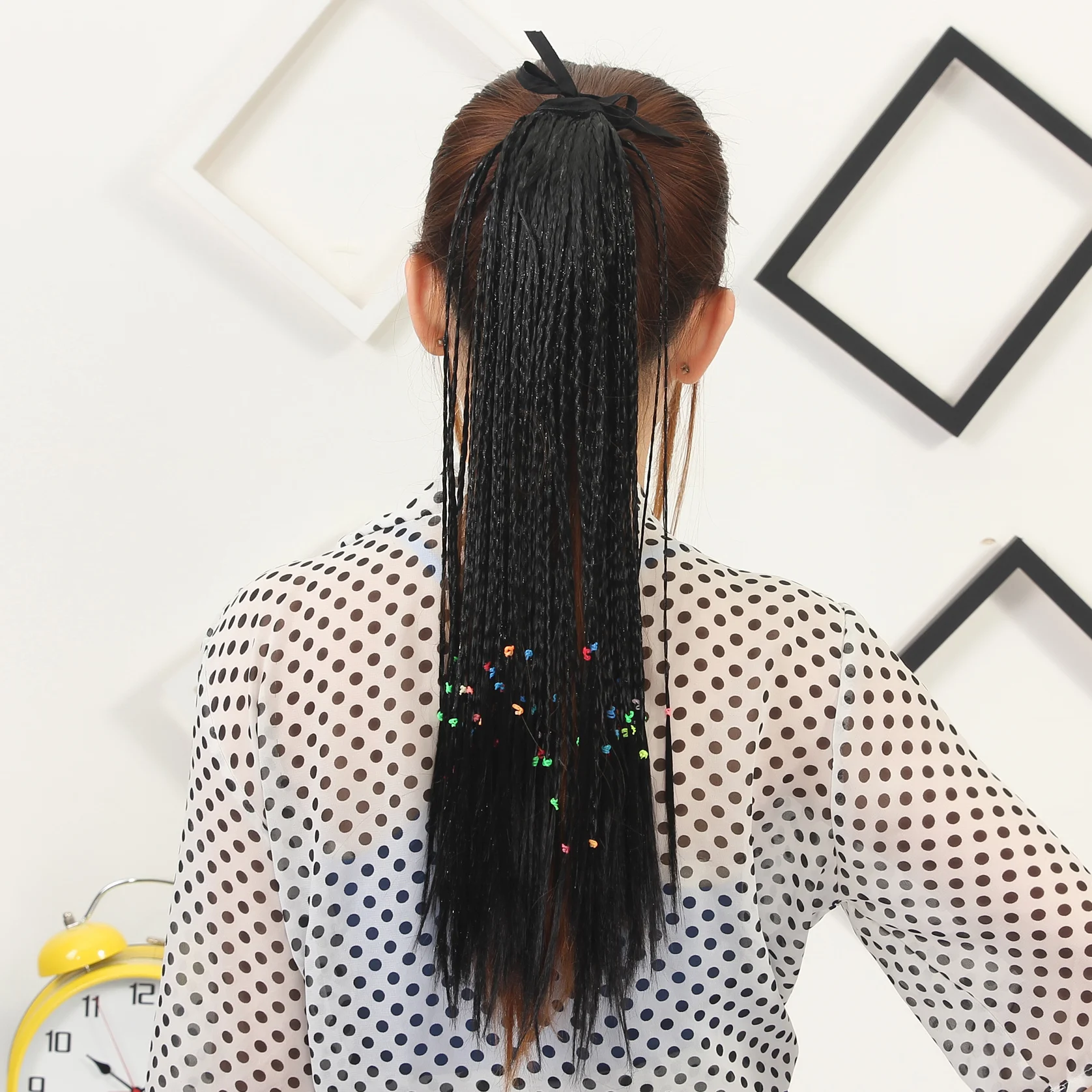 

Ethnic Style Hand-woven Small Braided Ponytail Extension Synthetic Hair Ponytails Wig For Women, As show