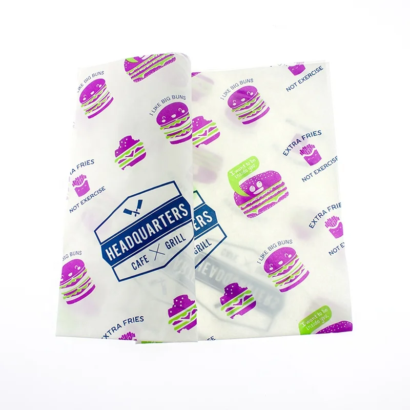 
Eco Friendly White Printed Purple Logo Custom Made Wrapping Tissue Paper Food Packaging 