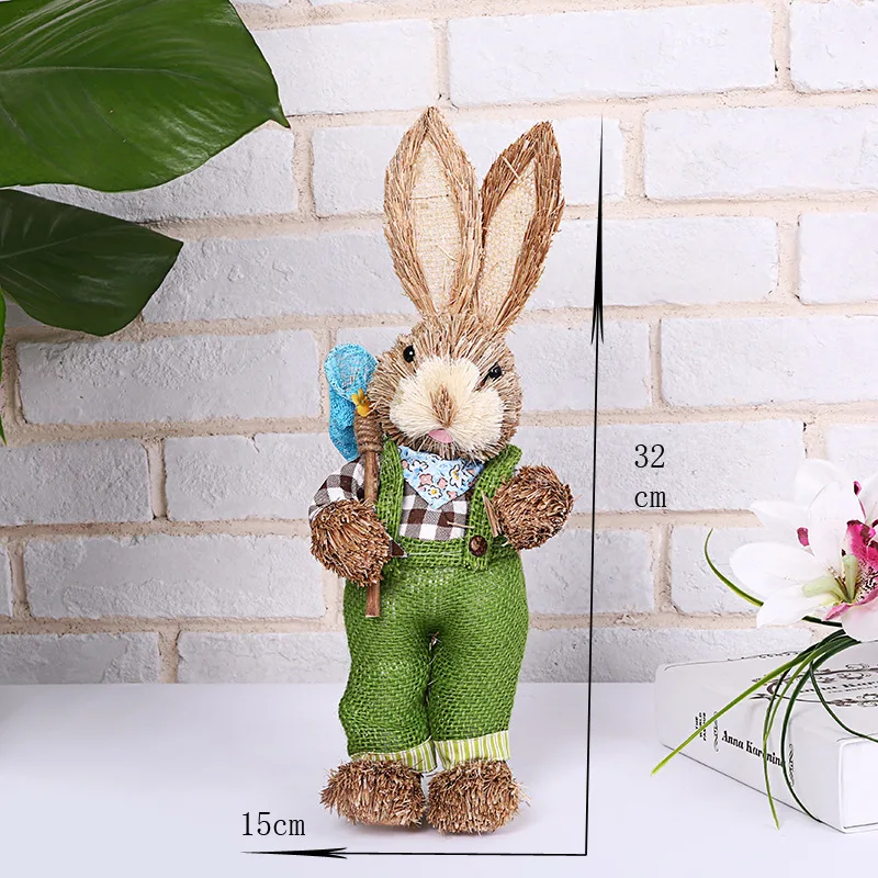 

2023 easter bunny decoration 32*15cm life-like straw easter bunny