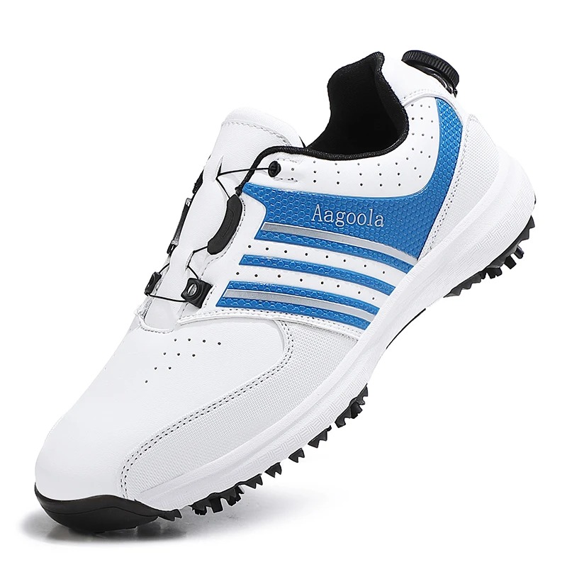 

Golf Shoes Spikes Leather Waterproof Golf Sneakers Big Size 39-47 Non-slip Studless Trainers Rotating Buckles Outdoor Golf Shoes