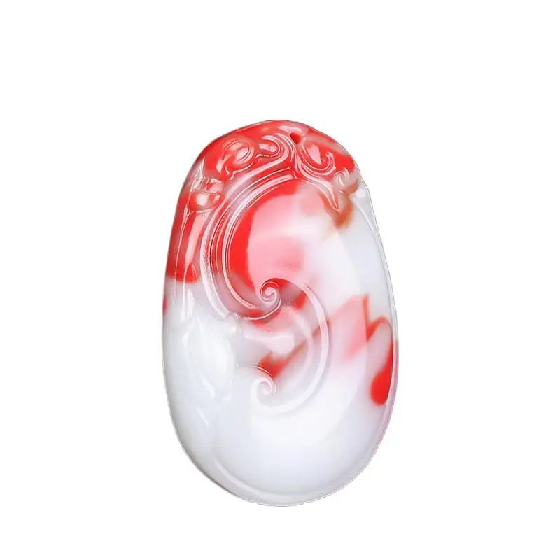 

Jade Dragon Pendant Necklace Amulet Fashion Ruyi Jadeite Charm Chinese Men Gifts Jewelry Red white Hand Carved Women Natural