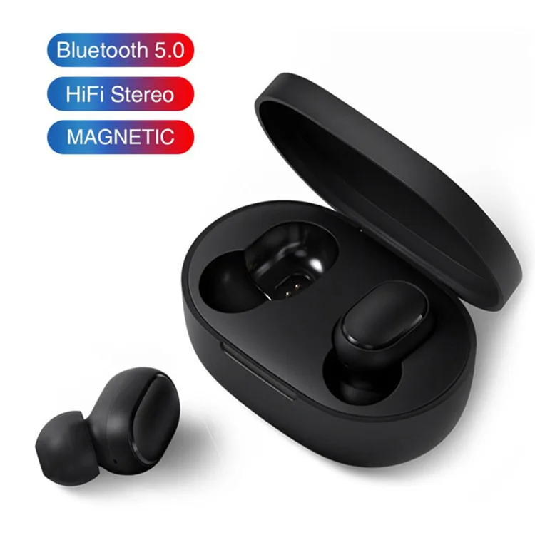 

A6S 5.0 TWS BT Earphone VS Redmi Airdots Wireless Headphone Stereo Headset Mini Earbuds for IOS and android, Black