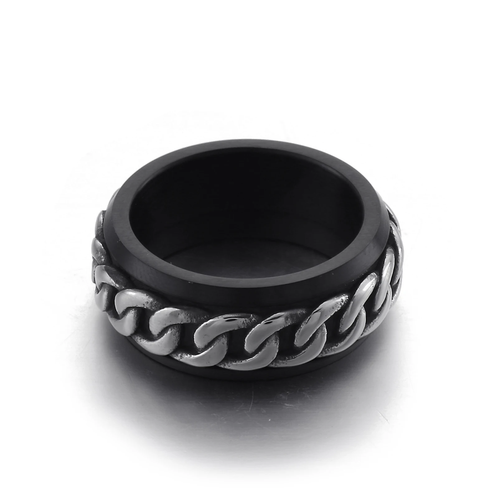 

KALEN personality punk jewelry chain ring men black charms stainless steel jewelry ring