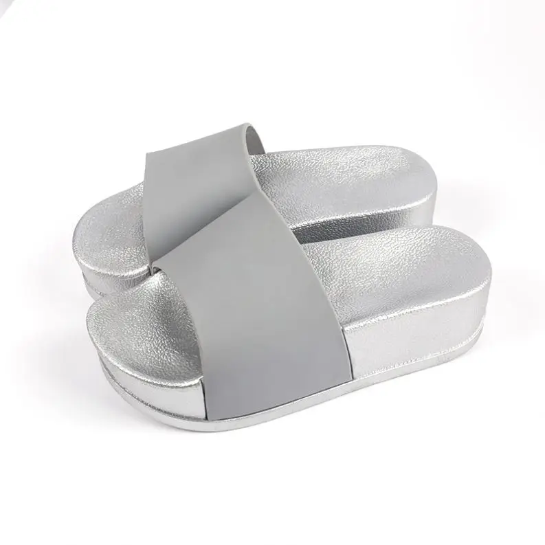 

2021 Latest New Design Good Quanlity Thick Sole Ladies PVC Slippers Women Slippers, Silver/rose gold/red/navy/pink/orange