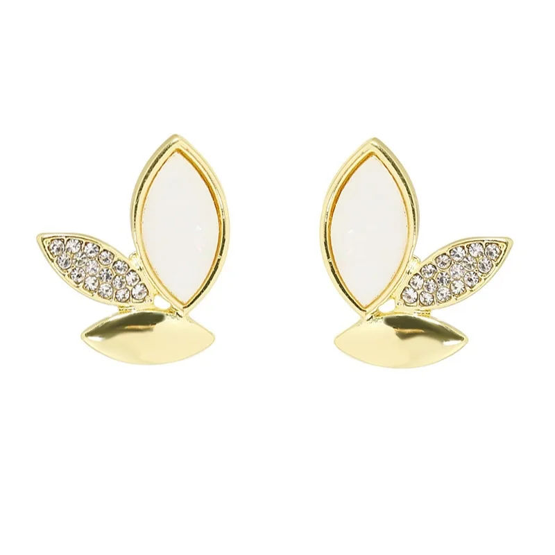 

925 silver jewelry leaf simple cold wind small earrings Korean high sense fashion temperament butterfly women's earrings