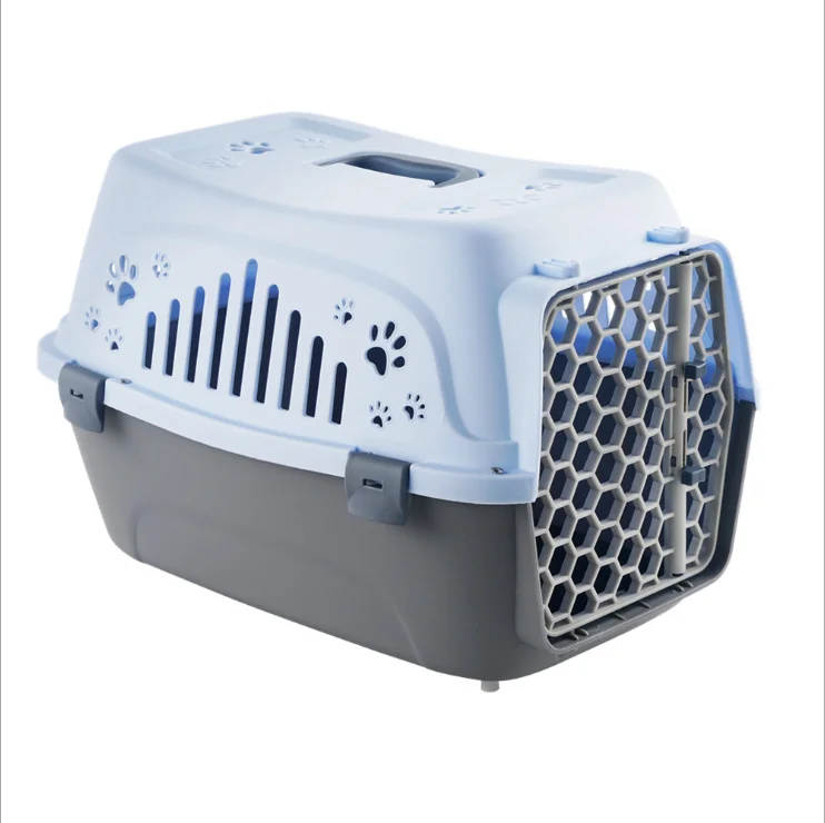 

Acrylic Pet Cage Kennel Cat Transport Carrier Plastic Dog House, Pink, blue, grey and cement ash